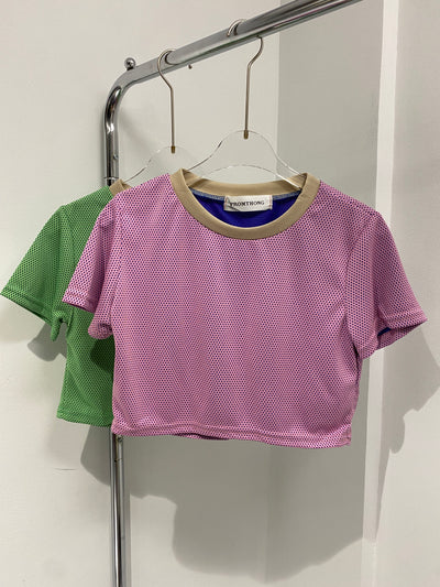 Color Contrast Cropped Tee - Punch