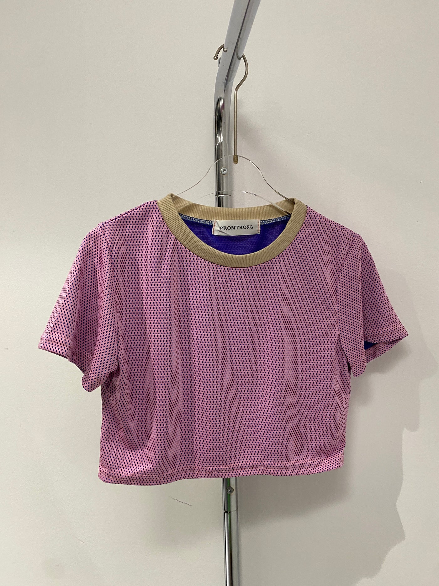 Color Contrast Cropped Tee - Punch