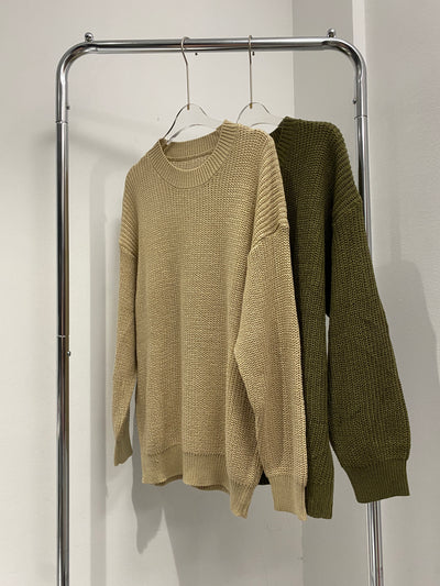 Oversized Knitted Sweatshirt - Olive