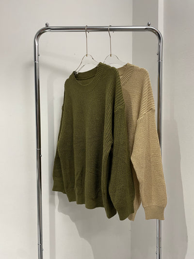 Oversized Knitted Sweatshirt - Olive