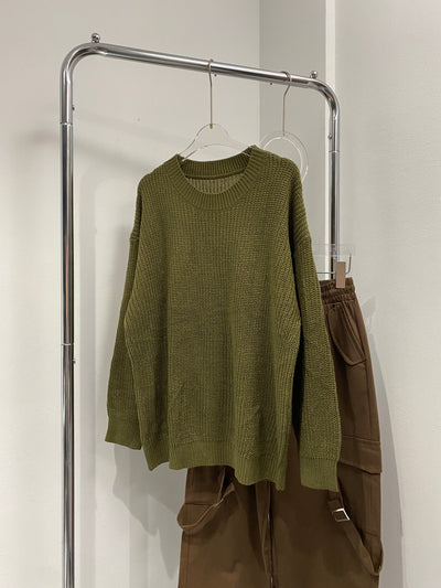 Oversized Knitted Sweatshirt - Olive