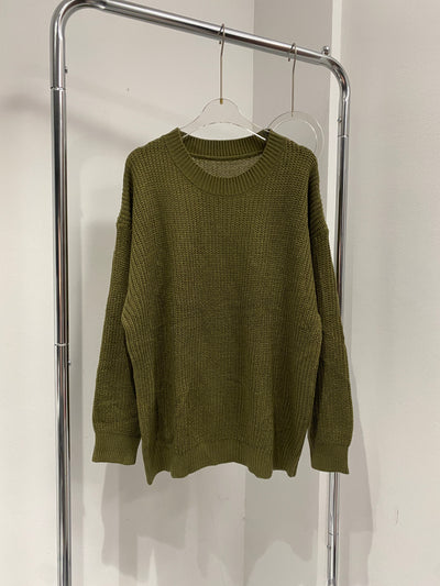 Oversized Knitted Sweatshirt - Olive