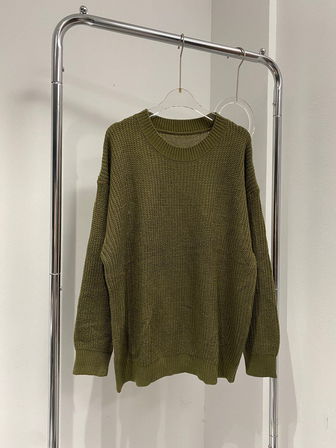 Oversized Knitted Sweatshirt - Olive