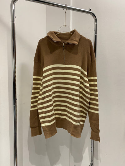 Striped Quarter Zip Sweatshirt