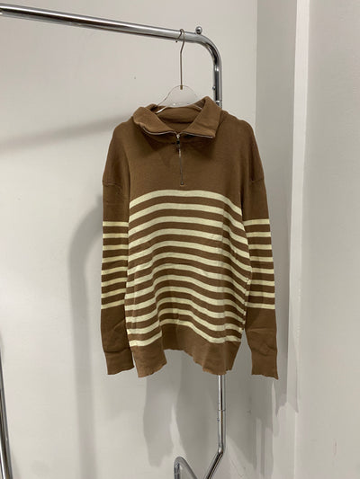 Striped Quarter Zip Sweatshirt