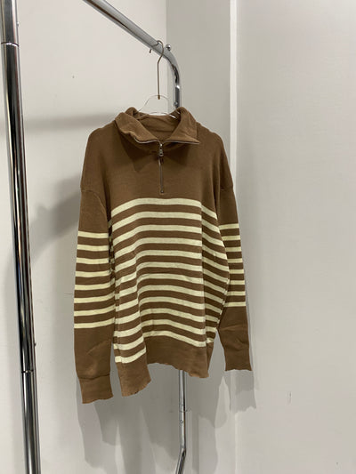 Striped Quarter Zip Sweatshirt