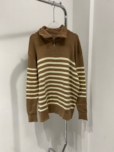 Striped Quarter Zip Sweatshirt