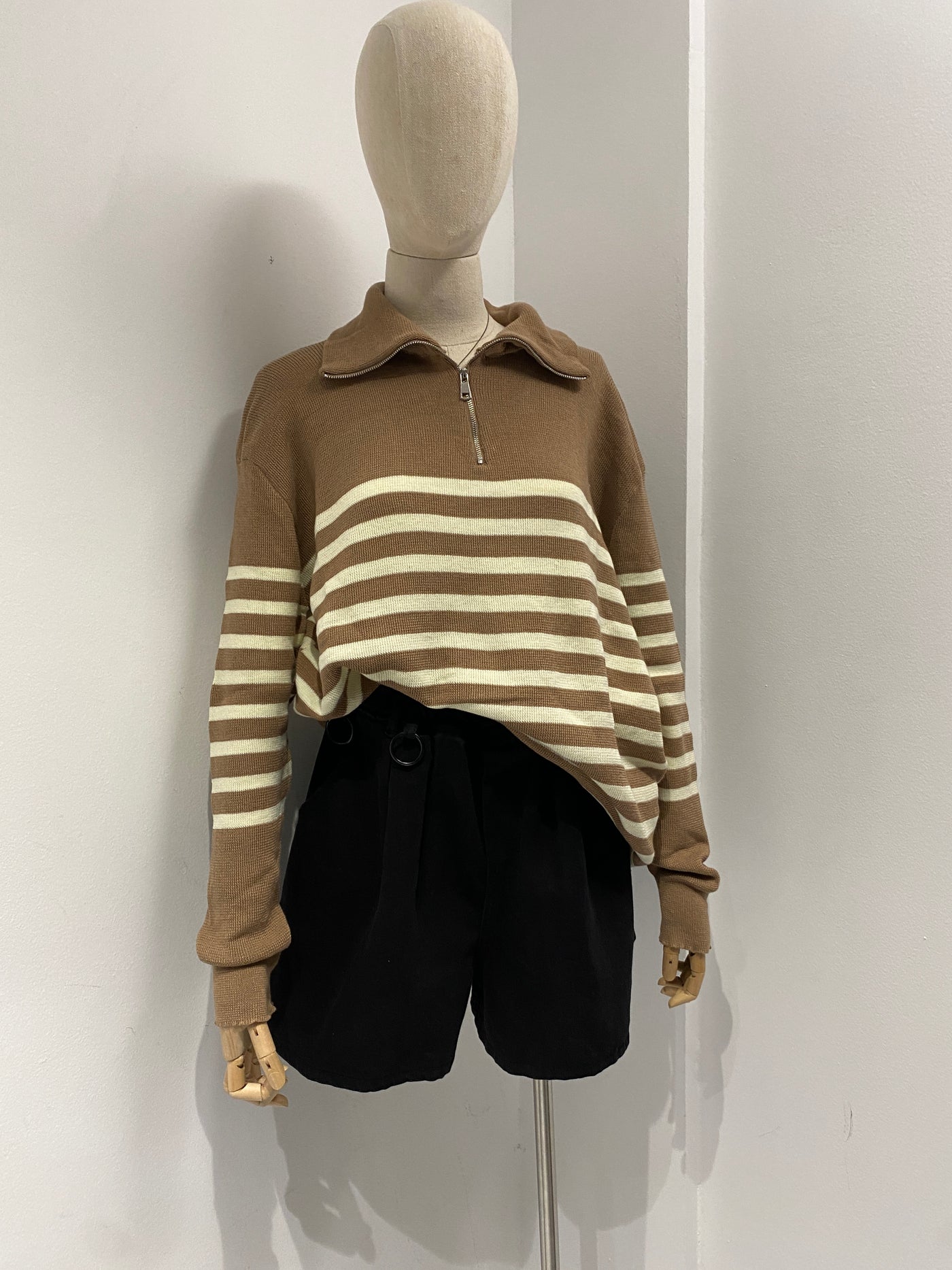 Striped Quarter Zip Sweatshirt