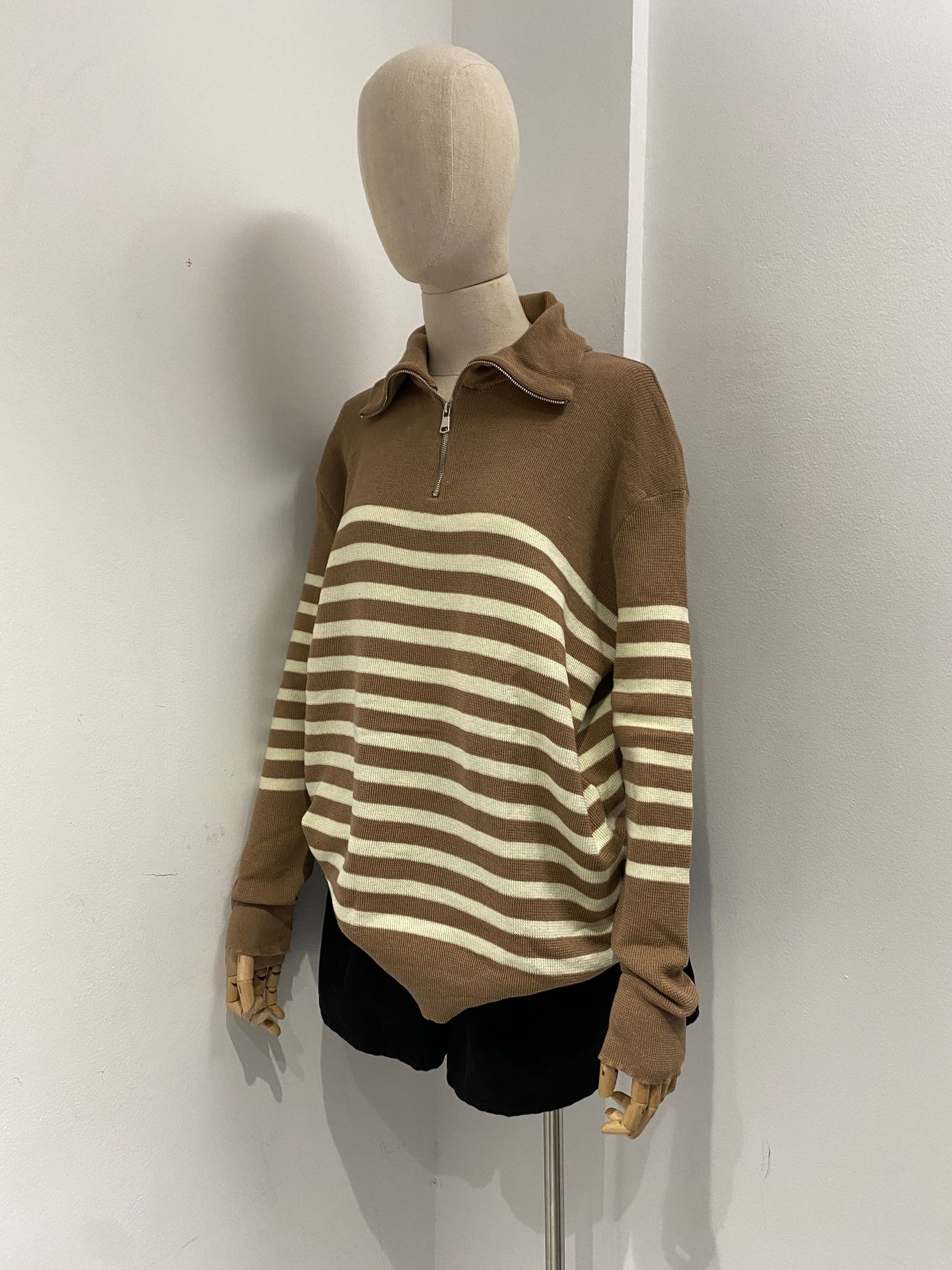 Striped Quarter Zip Sweatshirt