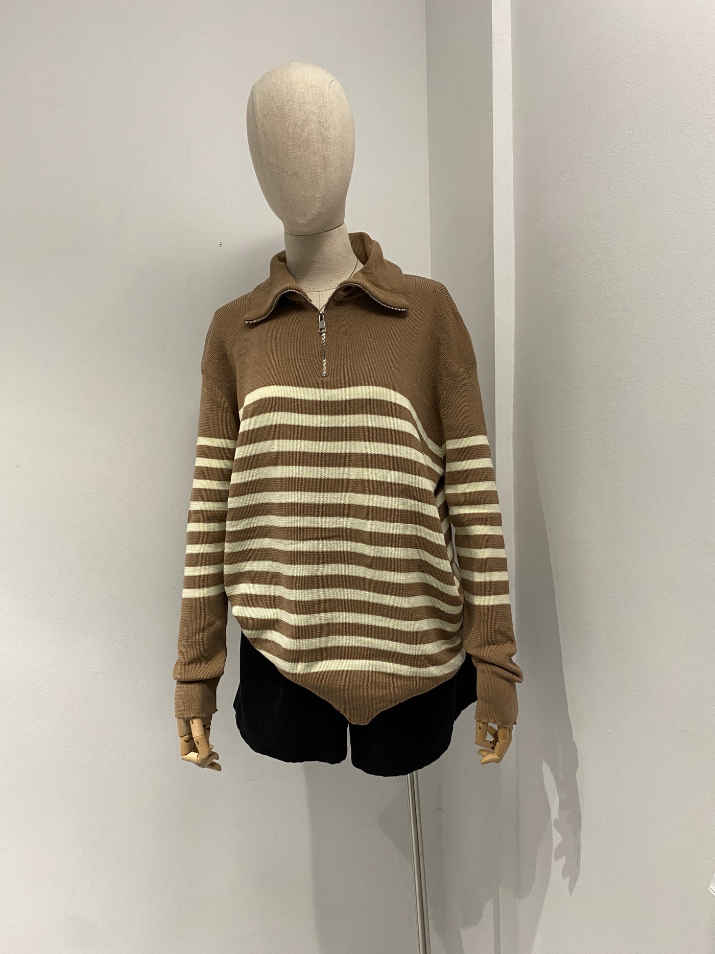 Striped Quarter Zip Sweatshirt