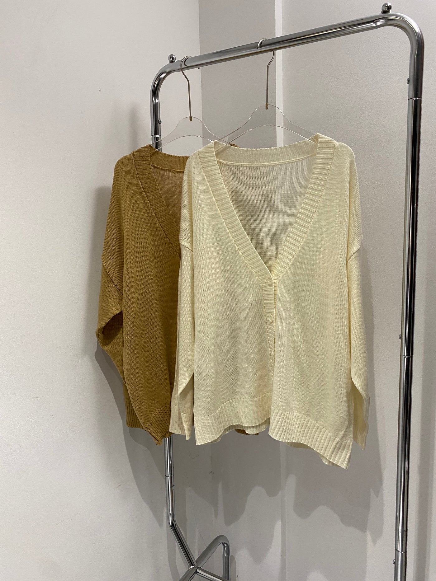 Knitted V-Neck Cardigan - Cream