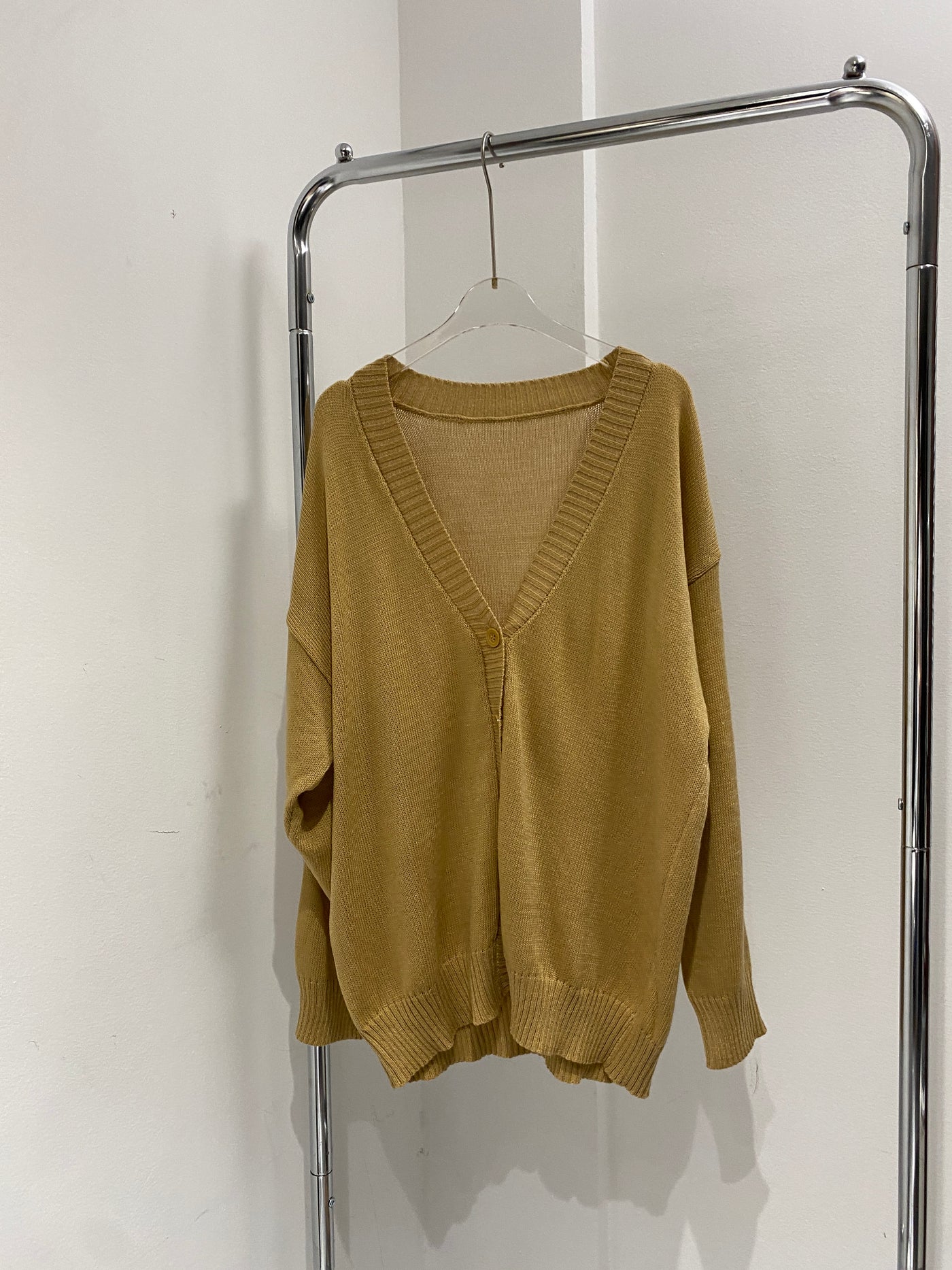 Knitted V-Neck Cardigan - Latte