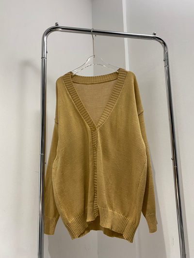 Knitted V-Neck Cardigan - Latte