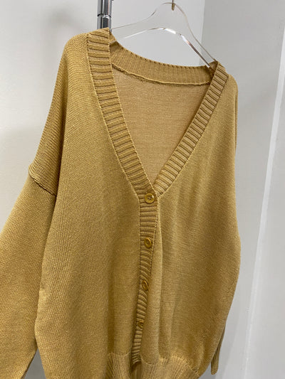 Knitted V-Neck Cardigan - Latte