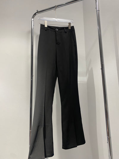 Split Hem Flared Trousers - Black