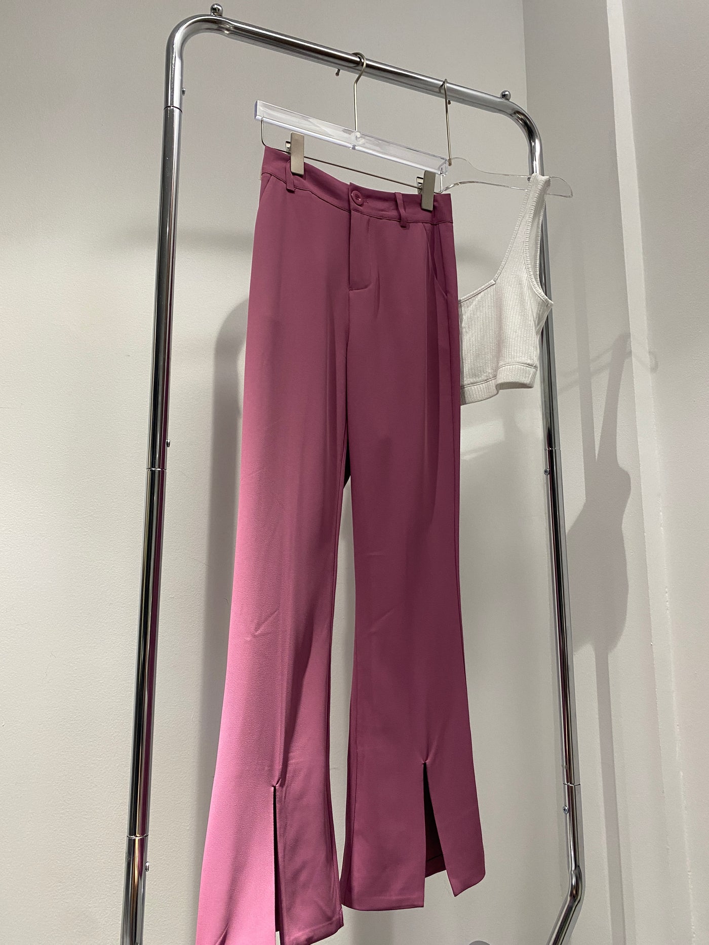 Split Hem Flared Trousers - Sorbet