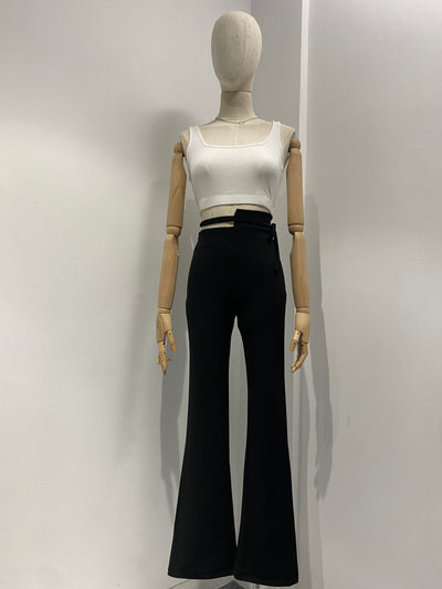 Highwaisted Strap Tie Waist Pants