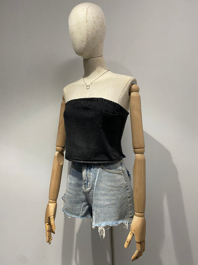 Denim Tube Crop Top